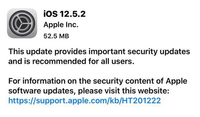 长子苹果手机维修分享iOS12.5.2发布，建议所有老苹果用户安装 